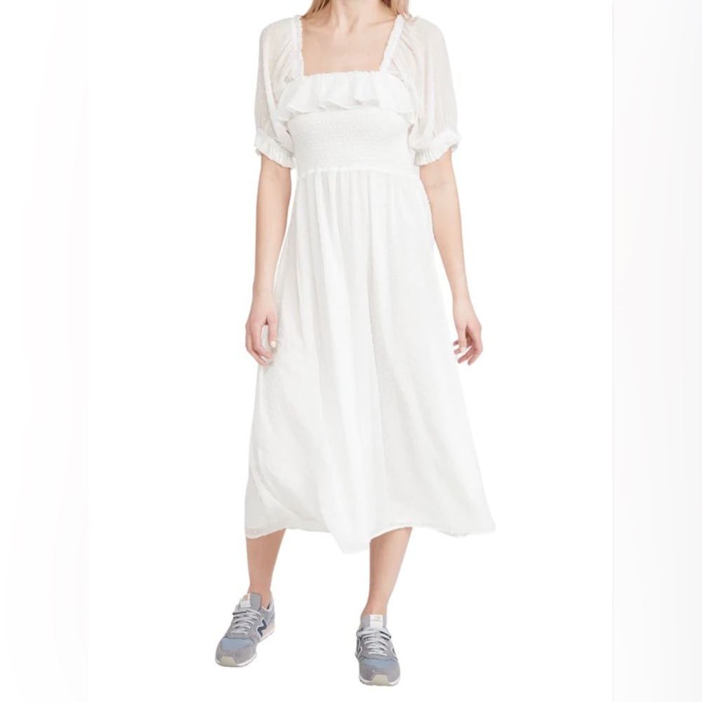WAYF Smocked Square Neck Midi Dress NWT (Size XS)